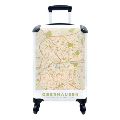 Produktbild von MuchoWow® Koffer Handgepäck Trolley Rollkoffer Kleine Reisekoffer mit 4 Rollen - Stadtplan - Oberhausen - Stadtplan - Vintage - Cabin Size < 55x40x23 cm & 55x40x20 cm - Fotokoffer - Kabinenkoffer - Boardgepäck - Reise-Box - Reisekoffer - Reisegepäck - Koffer mit Bild - Trolley für Kinder