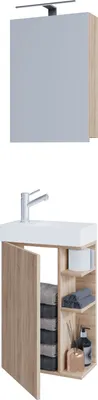 Image de Ensemble 3 pièces | Salle à laver pour invités Toilettes | Salle de bains pour invités Toilettes | Lavabo avec armoire à miroir | Meubles de salle de bain Ensemble de salle de bains – Lumia