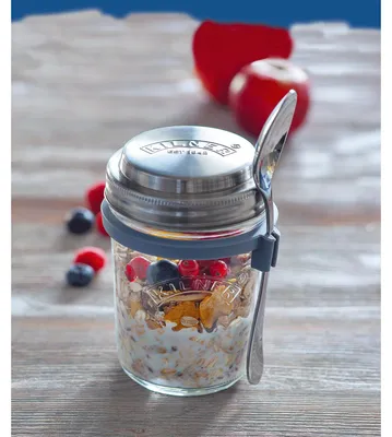 Produktbild von Kilner Frühstücksglas mit Löffel und Rezeptbuch, 110 mm, 140 mm, 200 mm
