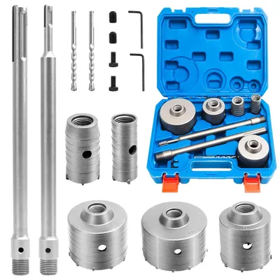 Productafbeelding van Boorkroon Beton - Gatenzaag Set - Leidingen Monteren - Wolfraam Carbide - 30-100 mm - Grijs