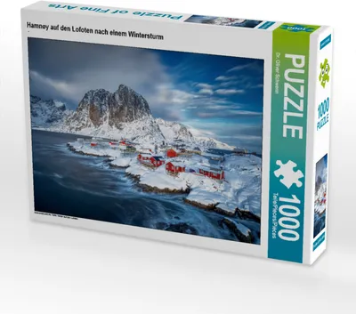 Produktbild von CALVENDO Puzzle Hamnøy auf den Lofoten nach einem Wintersturm | 1000 Teile Lege-Größe 64x48cm Foto-Puzzle für glückliche Stunden