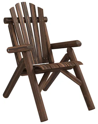 Image de Chaise de jardin Adirondack en sapin avec accoudoirs, dossier haut, marron