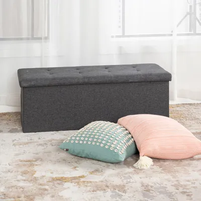 Zdjęcie produktu dla Sofa dla dzieci z pojemnikiem na przechowywanie - szara, wymiary: 110 x 38 x 38 cm