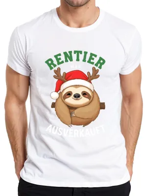 Obrázek produktu pro Reindeer bylo  Christmas Sloth Gift Vtipné pánské tričko, bílé, XL