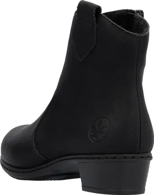 A black leather boot shown from the side.