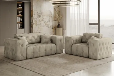 Productafbeelding van Kaiser Möbel Lux 2+1 bankstel, elegant, klassiek, stijlvol, bekleding: stof "Whisper" in crème kleur