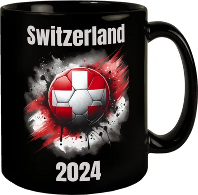 Produktbild von Fußball Schweiz Flagge Tasse in Schwarz