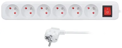 Immagine prodotto di Prolunga Solight da 3 m, 6 prese, interruttore, 16 A/3680 W, PVC, bianco PP72X