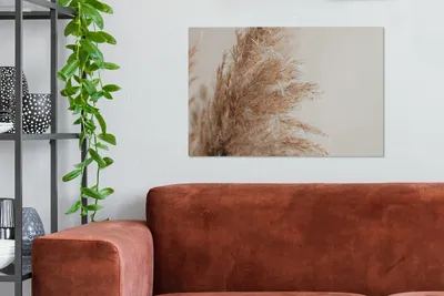 Produktbild von MuchoWow® - Leinwandbilder - Gras - Pflanzen - Natur - Pampasgras, Wandbild, Wanddeko Bilder Wohnzimmer, 60x40 cm