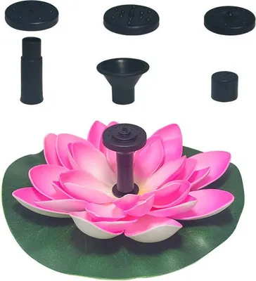 Produktbild von Solar-Springbrunnen Lotus, Solarpumpe 1,2W Solar-Teichpumpe mit 4 Effekten, Garten Lotus-Brunnen, Teichpumpe Werkzeug, Rot