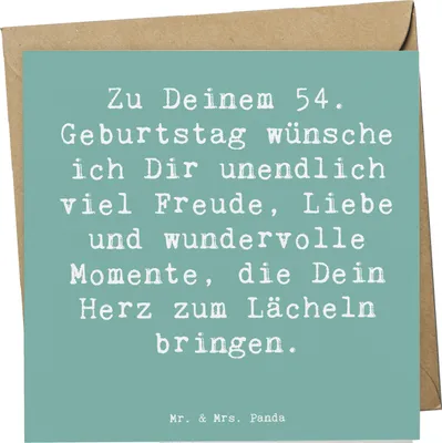 Produktbild von Mr. & Mrs. Panda faltkarte Spruch 54. Geburtstag Freude - Meeresbrise - Geschenk, Glückwunschkarte, doppelkarte, Jubiläum, anlasskarte, Liebe, Liebevoll, Klappkarte