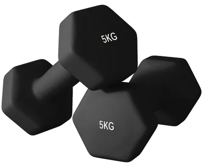 Produktbild von Set mit 2 sechseckigen Kurzhanteln mit rutschfesten Griffen fš¹r das Heimtraining, 2 x 5 kg, schwarz