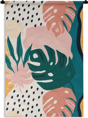 Produktbild von MuchoWow® Wandteppich Wandbehang Pflanzen - Muster - Dschungel 120x180 cm Tapisserie Dekoration Wandtuch - Schlafzimmer - Dekorationen für das Haus