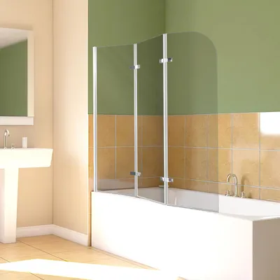 Obrázek produktu pro Eikuavons, oddělovací dveře do sprchy, rozměry 120x140 cm, skládací stěna pro vanu, vanová zástěna s průhledným stříbrným povrchem, sprchový kout z 6mm skla s technologií NANO Easy Clean