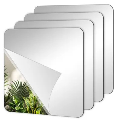Productafbeelding van Set van 4 zelfklevende acryl spiegels 15 x 15 cm voor wanddecoratie