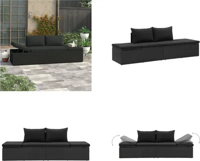 Produktbild von vidaXL Sonnenliege mit Auflage Poly Rattan Schwarz - Sonnenbett - Sonnenbetten - Sonnenliege - Sonnenliegen