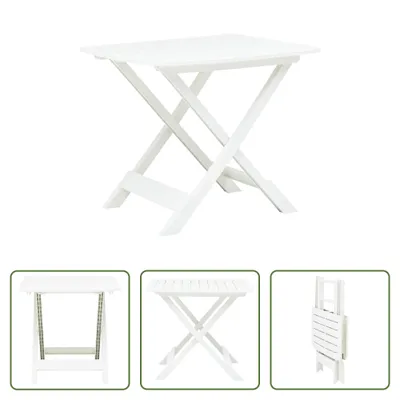 Immagine prodotto di The Living Store Tavolo da giardino pieghevole bianco 79 x 72 x 70 cm in plastica