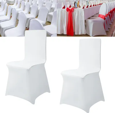 Produktbild von XMTECH 100 kusov kryt stoličiek Univerzálny kryt stoličiek Stretch White Chair Cover Kryt stoličiek pre kanceláriu Hotel Banquet Svadobná strana Dekorácie