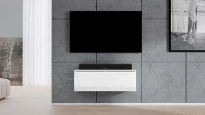 Image de AX LIVING TV Lowboard à suspendre Loriano 100 cm blanc mat / brillant