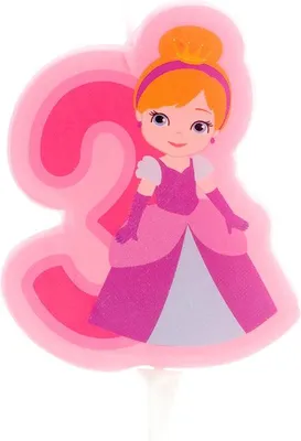 Immagine prodotto di Candela per torta numero tre principessa 7 cm