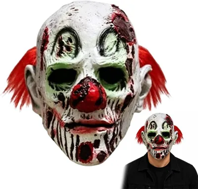 Produktbild von Clownmaske mit rotem Haar, Latex, Einheitsgröße, für Halloween