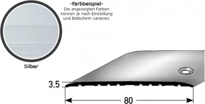 Produktbild von Übergangsprofil "Leopoldsburg" / Übergangsschiene / 80 mm, Typ: 350 (Aluminium eloxiert, mittig gebohrt / selbstklebend)-silber-1000-seitlich gebohrt
