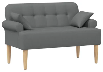 Image de vidaXL Canapé deux places avec capitonnage boutonné, gris foncé, 120 x 65 x 79 cm, tissu