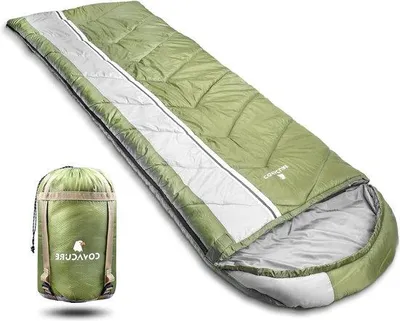 Image de Sac de couchage en flanelle (-5 °C) et en polyester (15 °C) pour adultes, imperméable et chaud, idéal pour le camping en toutes saisons et par temps froid. Sac de couchage
