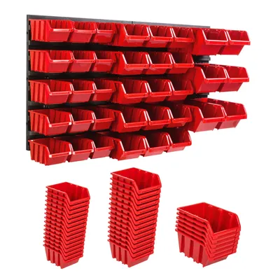 Produktbild von Lagersystem Wandregal 772 x 390 mm | 36 stck. Box | Stapelboxen Schüttenregal Sichtlagerkästen | Extra Starke Wandplatten | Regal Erweiterbar | Werkstattregal Lagerregal Werkstattwandregal Steckregal