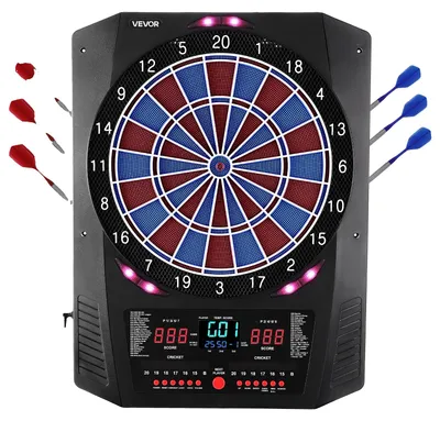 Produktbild von VEVOR Elektronische Dartscheibe, 336mm Ziel-Dartscheibe mit 43 Spielen & 200+ Variationen für bis zu 8 Spieler, 6 Dart-Schaft mit Flights & 50 Soft Tips, Farb-LCD-Punktestand für Heim-Party-Spielräume, LED-a, 13,5 Zoll-a
