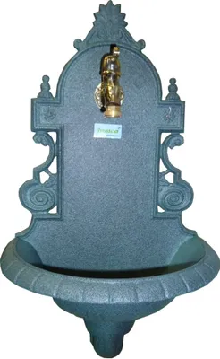 Produktbild von tomco Aluminium-Wandbrunnen Bassena Modell Bad Ischl pulverbeschichtet Witterungsbeständig & langlebig, mit Messinghahn Modell Drache mit Hebel grün