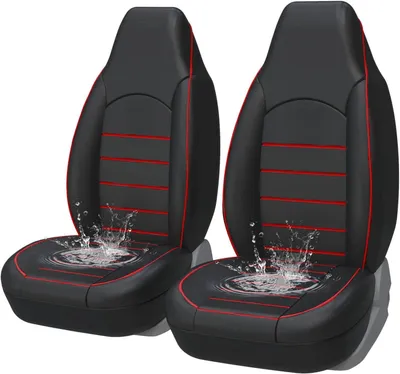 Produktbild von Autositzbezüge 2 Stück, Kunstleder, wasserdicht, rot schwarz, für Vordersitze