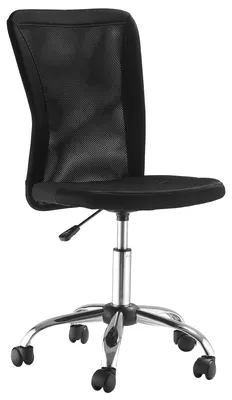 Produktbild von Moonbite Bürostuhl ohne Armlehnen, kompakter Schreibtischstuhl mit Netzrücken und 6-cm-Polster, höhenverstellbar 90–100 cm, bis 100 kg, Polyester, Schwarz