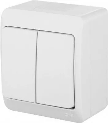 Produktbild von IP44 Aufputz WEIß Doppelschalter 0332-02