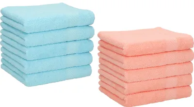 Produktbild von Betz 12 Stück Gästetücher 30x50 cm PALERMO 100% Baumwolle  Farbe: türkis und apricot