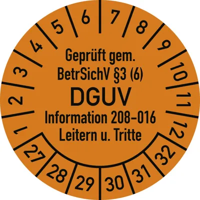 Produktbild von Dreifke® Prüfplakette ...BetrSichV...DGUV, 2027-2032, Folie, Ø 30 mm, ...