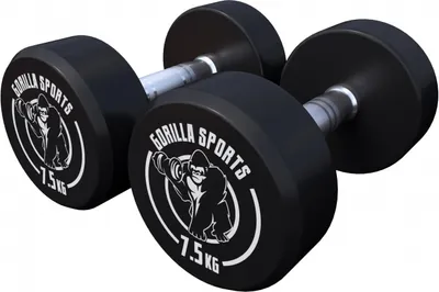 Produktbild von GORILLA SPORTS® Kurzhanteln - 2er Set, 15 kg (2x7,5 kg), Gummi, Gusseisen Kern, rutschfeste, gerändelte Griffe, Schwarz - Rundhanteln,  Gewichte, Hantelset, Kurzhantelset, Dumbbells