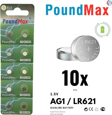 Produktbild von 10x AG1 Alkaline Knopfzellen Batterien LR621, LR60, 364 SR621SW 1,5V Alkaline Knopfzellen Batterien
