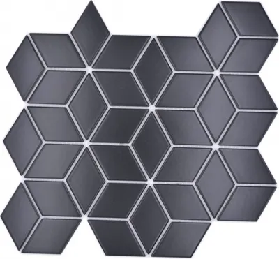 Produktbild von Mosaikfliese Keramik Mosaik Kombi 3D Würfel uni schwarz matt Badezimmer Küche Wand MOS13-POV5
