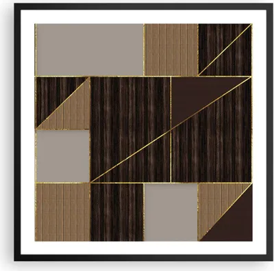Produktbild von Gerahmtes Poster - Schwarzer Rahmen - Rechtecke Quadrate Braun - 60x60 cm - Wand Bild - Wanddeko - Wandbilder - Kunstposter - Wandposter - Bilderrahmen - Bilder - Kunstdruck - P2BAC60x60-4610