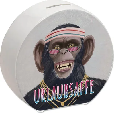 Produktbild von Spardose mit lustigem Tier und Text für Urlauber - Urlaubsaffe