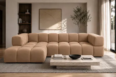 Produktbild von Kaiser Möbel Ecksofa L-Form, Veloursstoff Bluvel, Latte, Links, Averro XL