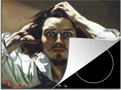 Produktbild von KitchenYeah© Herdabdeckplatte Die Verzweifelten - Gemälde von Gustave Courbet , 58x51cm, Küche Deko, Glaskeramikkochfeld Herdabdeckung, Abdeckplatte fùr Kochfeld