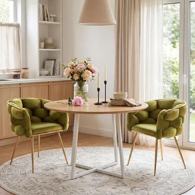 Produktbild von r, moderner Akzentstuhl, Schminktischstuhl mit Metallgestell für Schlafzimmer, Wohnzimmer, Esszimmer, 2er-Set