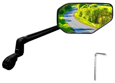 Zdjęcie produktu dla Lusterko rowerowe składane, wykonane ze szkła, obracane o 360°, przeznaczone do kierownicy rowerów elektrycznych, hulajnóg elektrycznych, montowane po prawej stronie, średnica mocowania: 22,2-25,4 mm