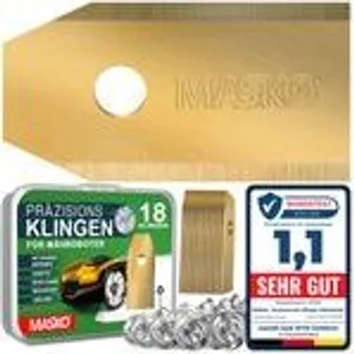 Produktbild von MASKO® Ersatzmesser Klingen für Mähroboter | Rasenmäher Messer universal inkl. innovativen Schrauben | Ersatzklingen Rasenroboter langlebig Titan-Beschichtung