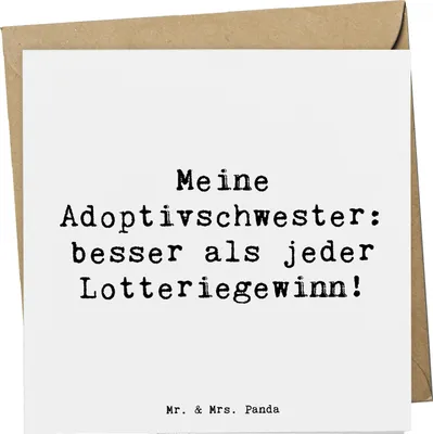 Produktbild von Mr. & Mrs. Panda Grußkarte Spruch Adoptivschwester Wunder - Weiß - Geschenk, Glück, Glückwunschkarte, doppelkarte, Verwandte, Familie, Unterstützung, Klappkarte, Adoption
