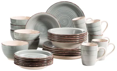 Produktbild von MÄSER 931612 Bel Tempo II 30-teiliges Vintage Geschirr Set für 6 Personen, handb