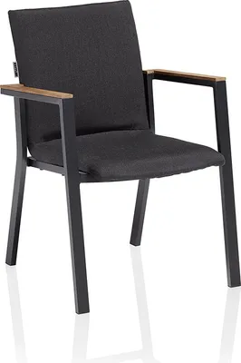 Produktbild von Kettler Stapelsessel RASMUS, Aluminium Anthrazit / Sunbrella (100 % Polyacryl) Sooty, Teak-Armlehnen