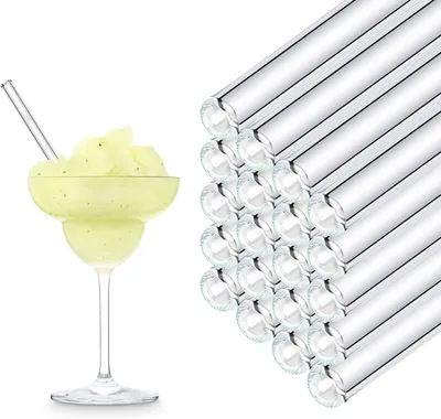 Productafbeelding van Glazen drinkrietjes herbruikbaar - 50 stuks recht 15 cm - Rietjes voor horeca - Eetgelegenheid - Bar - Café - Hotel - Vaatwasmachinebestendig